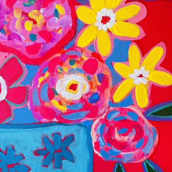 Original Painting Abstract Collectible Floral Still Life 12" x 12" x .50" - Picture 8 of 9